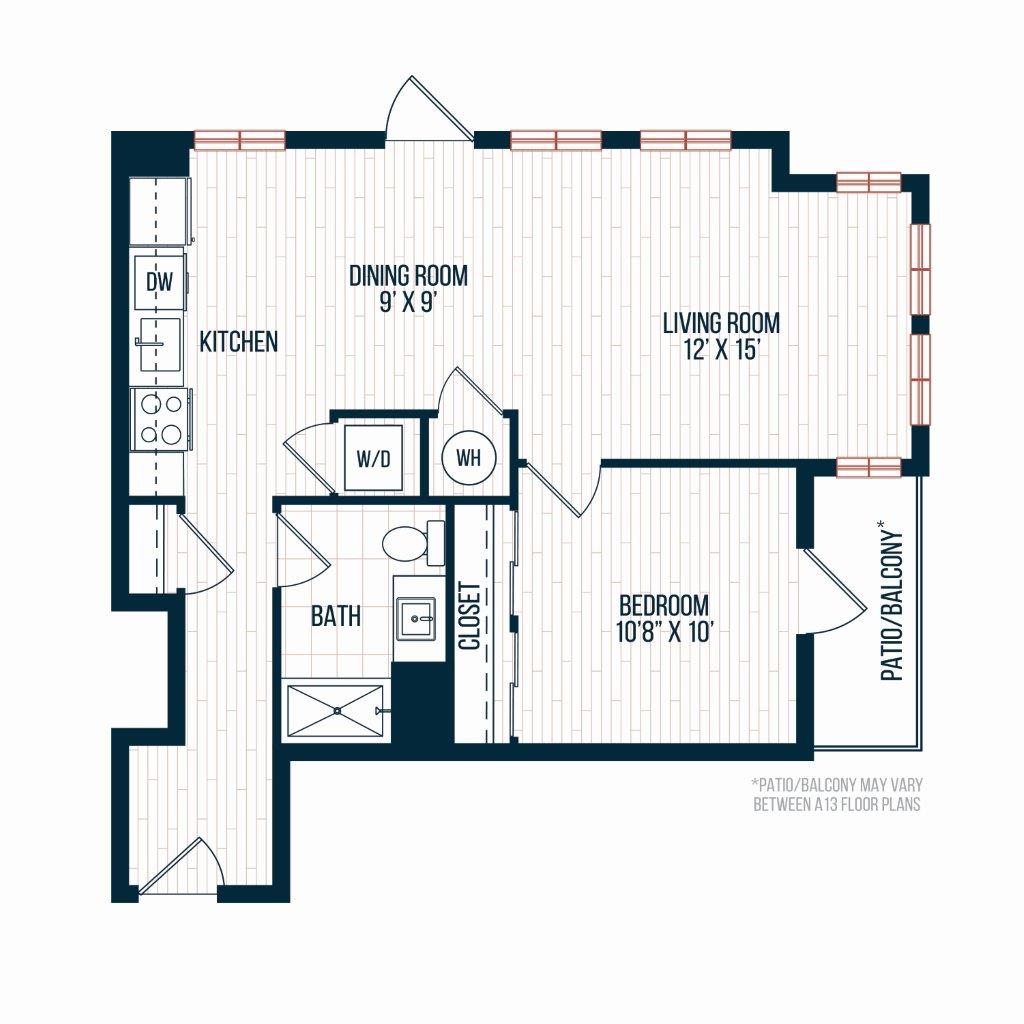 Capitol Rose Luxury Apartments in Washington, DC A13 A Floor Plan